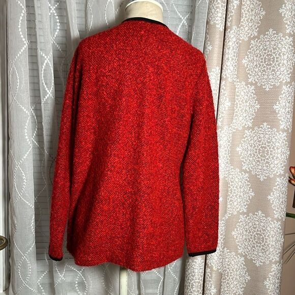 Cathy Daniels Red Cardigan Sweater with Embroidered Floral Detail – Size Medium - Picture 4 of 8